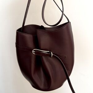 LIFFNER Belted Bucket Bag in Burgundy